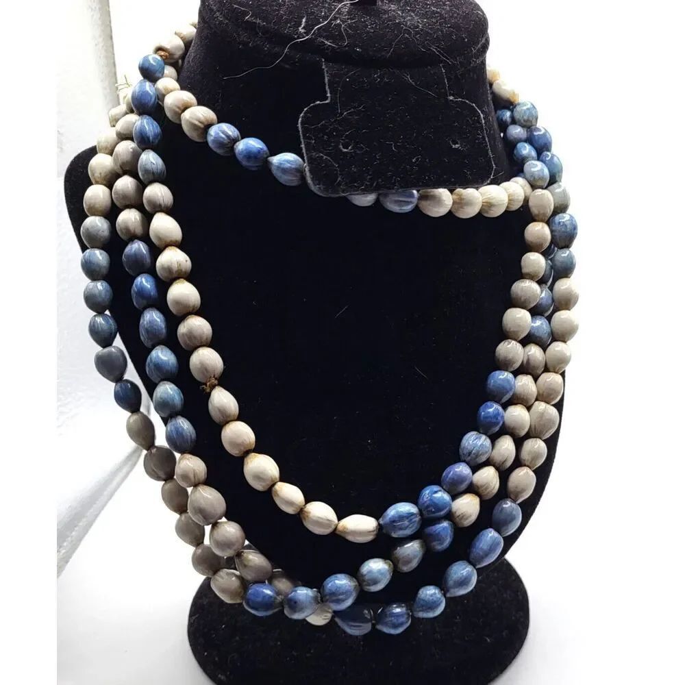Bohemian Artisan Dyed Seed Lond Strand Necklace 76in